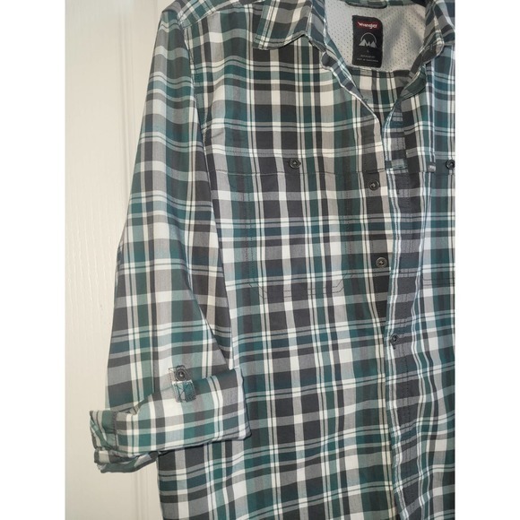 Wrangler Mens Blue & Green Button‎ up Shirt size L - Picture 8 of 9